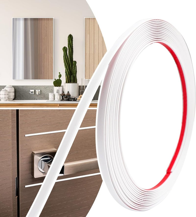 JSIWOTH 0.25in × 20Ft Peel and Stick Wall Molding Trim - Flexible Self Adhesive Molding Trim for Walls, Edges, Borders, Window Frames, Backsplash Tiles - White (Paintable) Waterproof Trim - Image 1